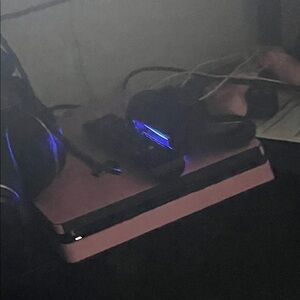 Pink Gaming Console with Blue LED Headset